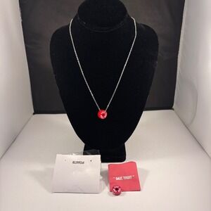 Carnival Cruise Fun Ship Red & Pink Charm Necklace Silver Chain Collectible
